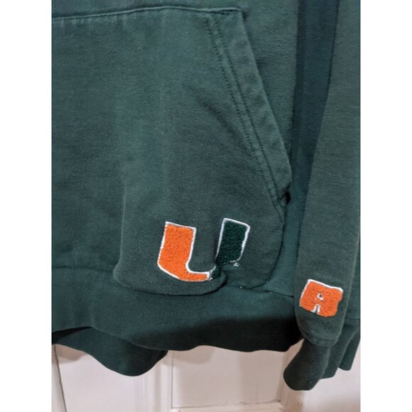 Russell Athletic Miami Hoodie Pullover XL Green & Orange Embroidered Logo Vintag - Picture 8 of 9